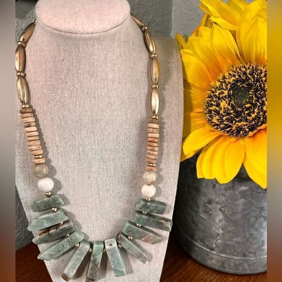 NWT Southern Living Amazonite Turquoise Necklace #JW7 - Picture 1 of 7